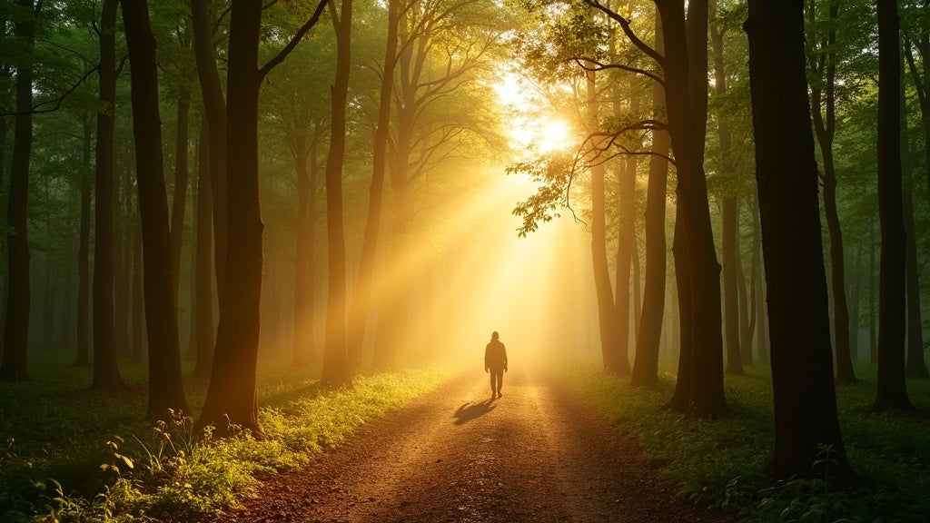 Waldweg im Morgenlicht